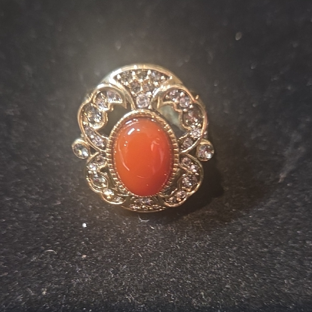 Heidi Daus Gold and Red Statement Ring